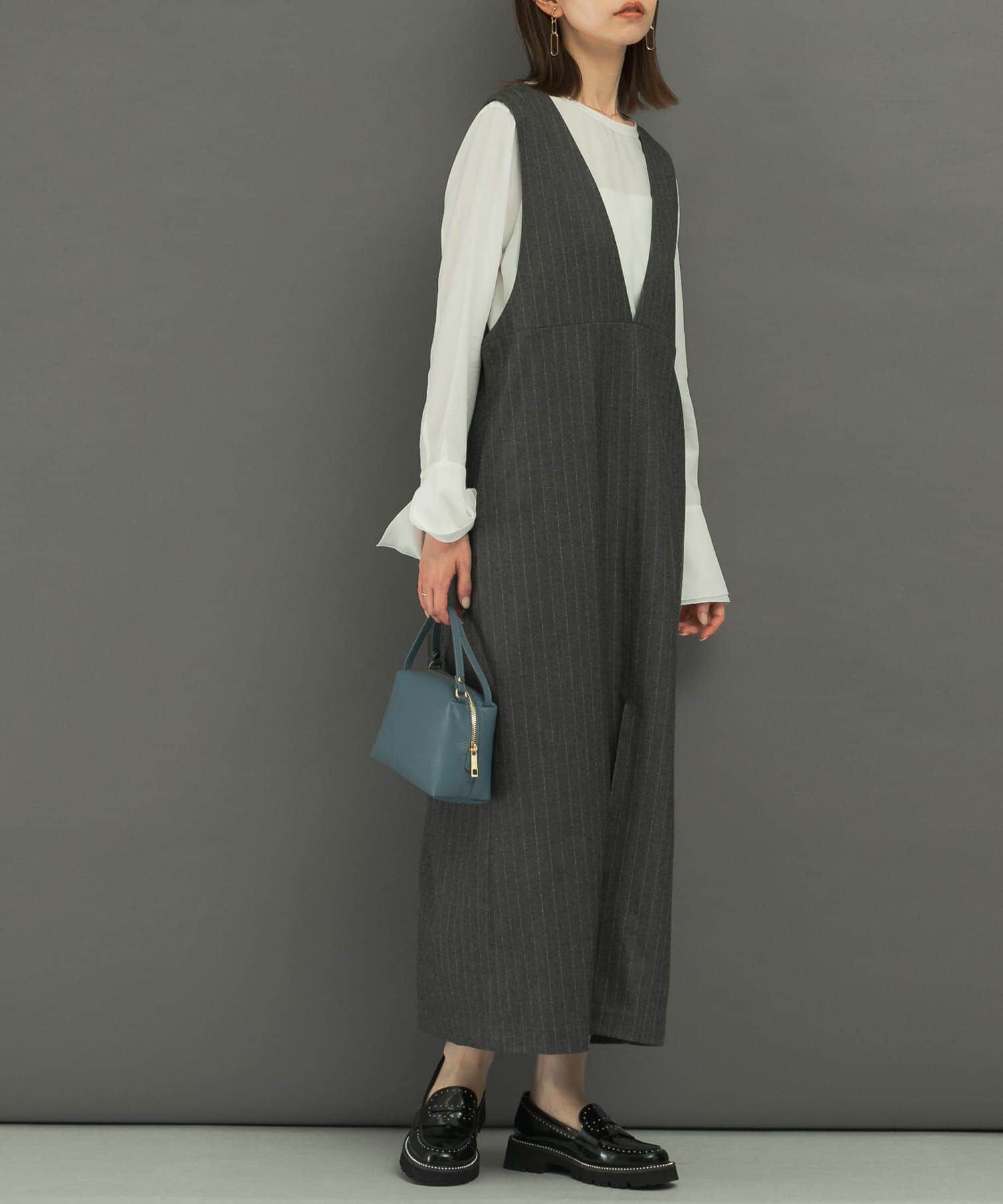 URBAN RESEARCH ROSSO「ディープVネックストライプワンピース」|ワンピース|チャコールグレー