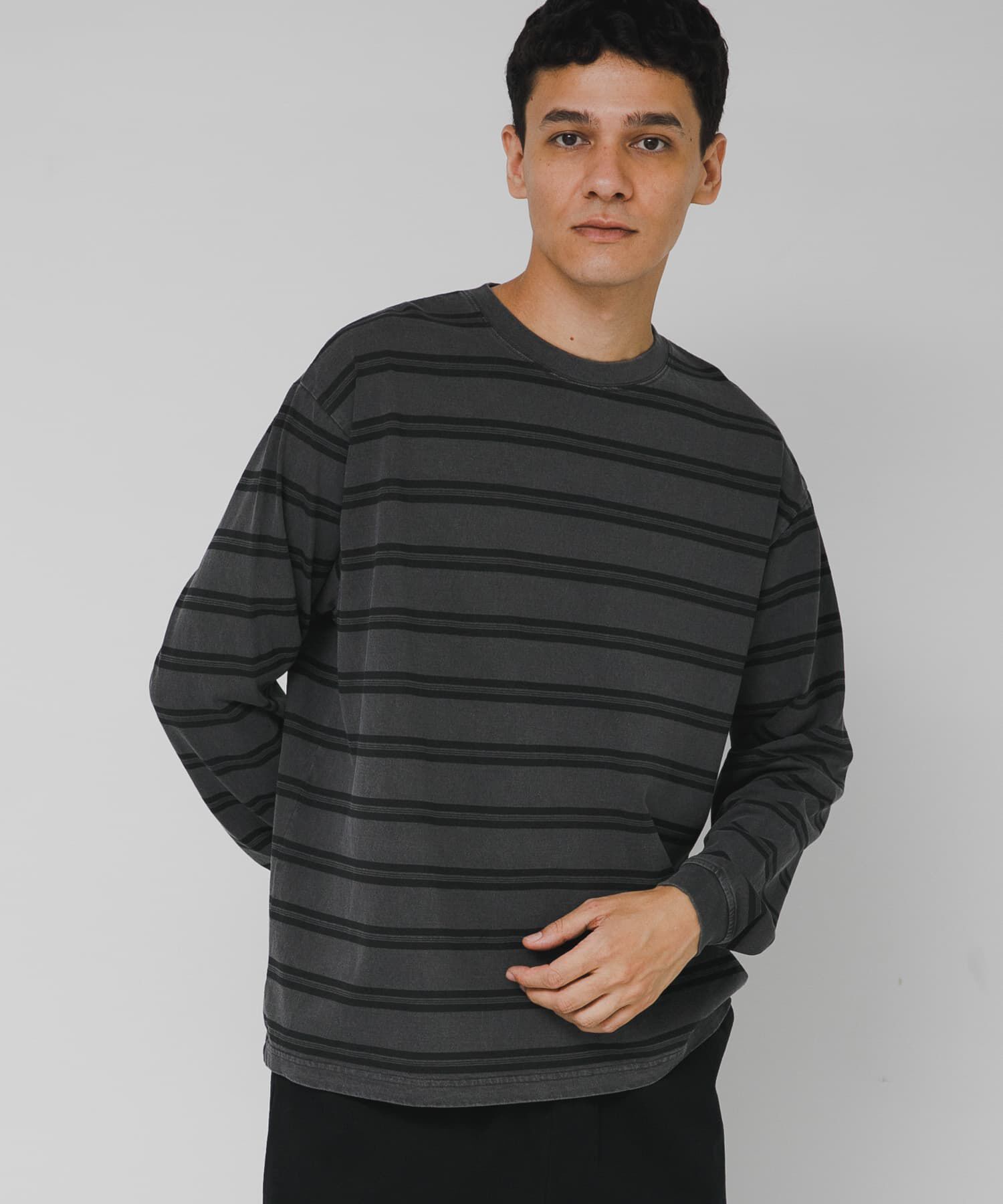 Sonny Label 「ピグメントボーダーロングスリーブTシャツ」|Tシャツ・カットソー|ブラック