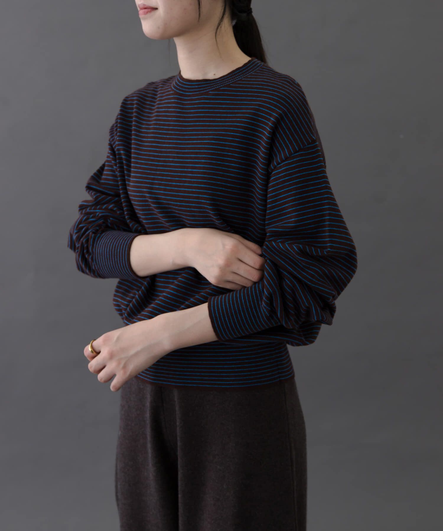 URBAN RESEARCH DOORS「FORK&SPOON　ボーダークルーネックニット」|ニット・セーター|ブラウン系その他