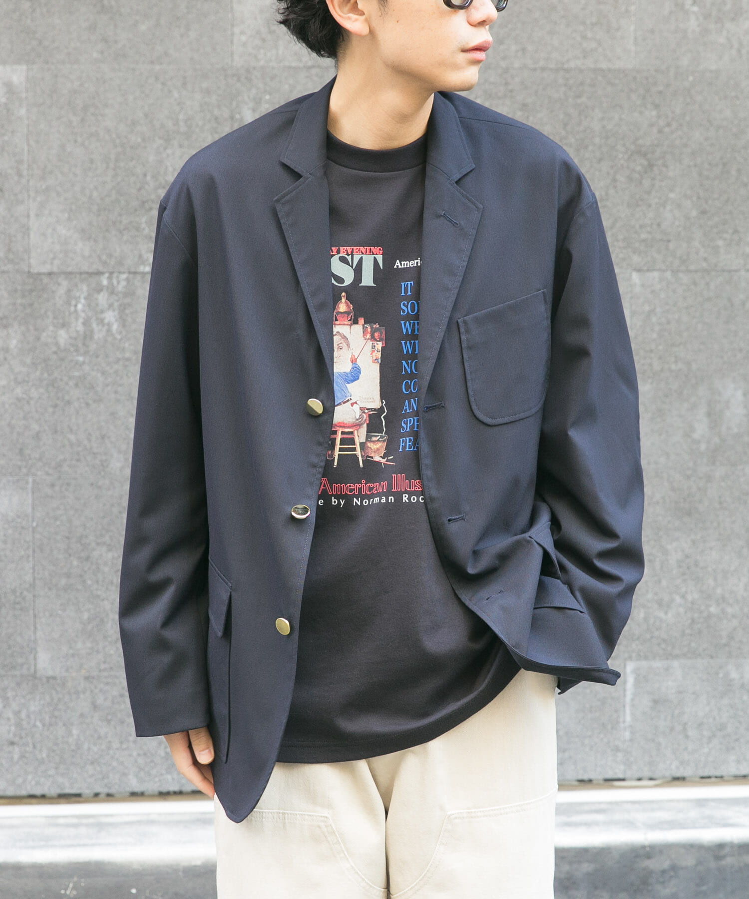 URBAN RESEARCH DOORS「FORK&SPOON　キャリーマンテーラードジャケット」|その他|ネイビー