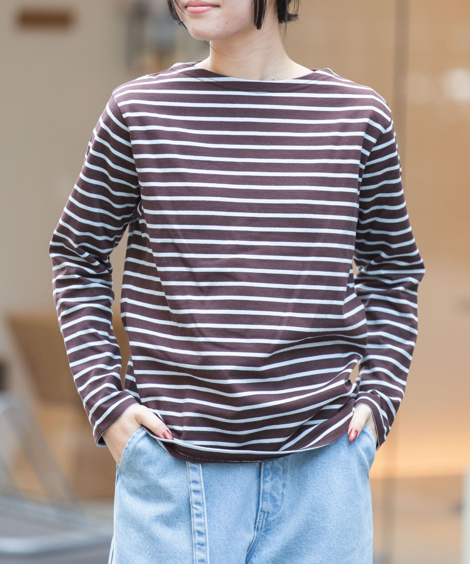 URBAN RESEARCH DOORS「FORK&SPOON　ボートネックボーダー」|Tシャツ・カットソー|