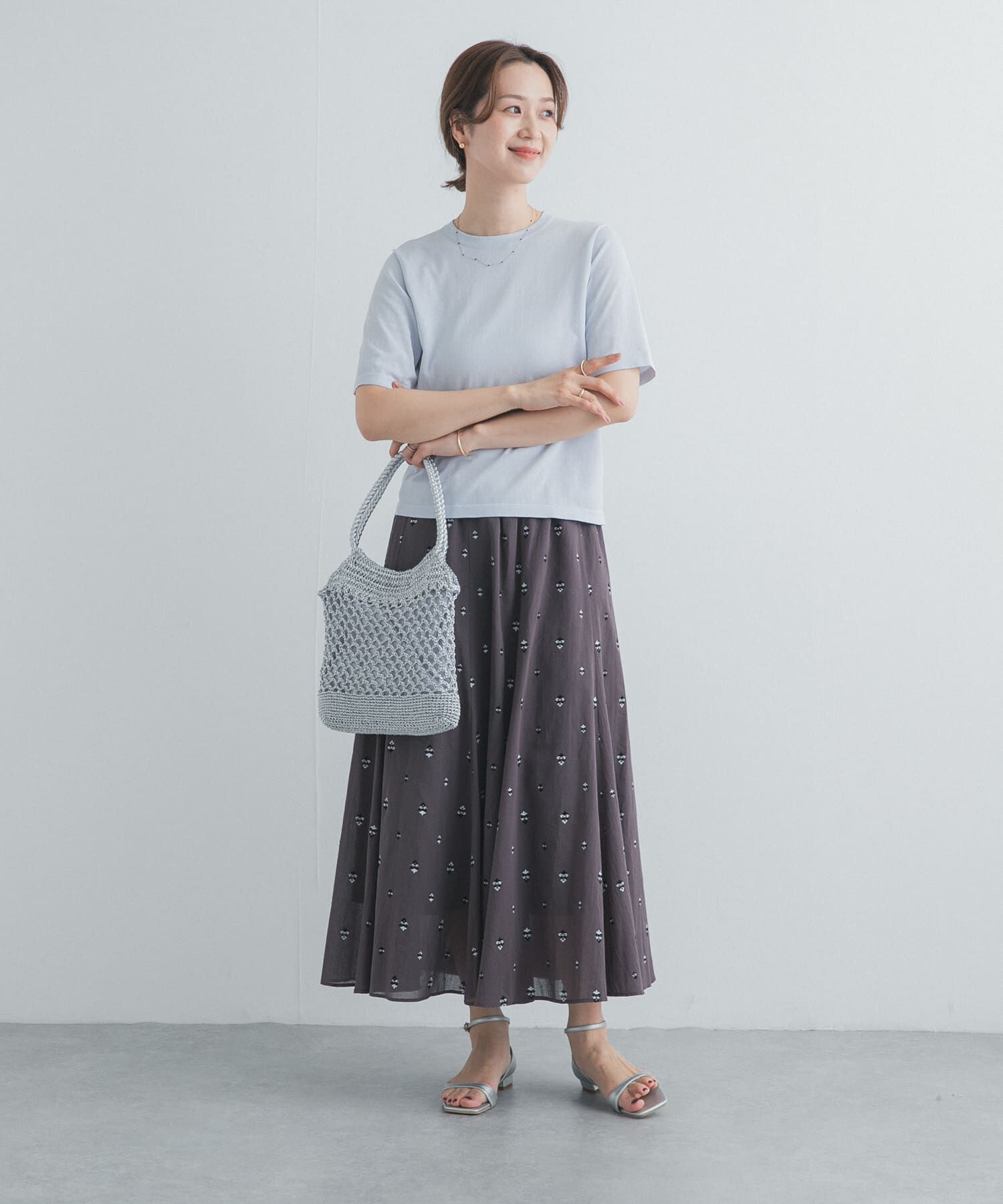 URBAN RESEARCH DOORS「小柄ダマスクプリントフレアスカート」|スカート|