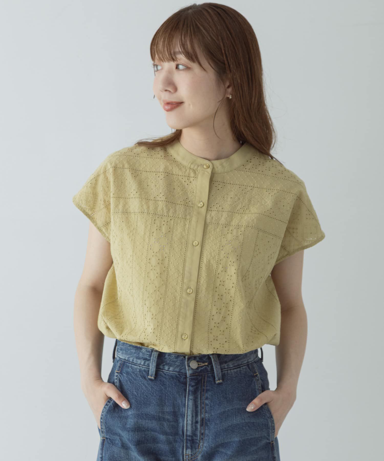 Sonny Label 「バンドカラーコットンレースシャツ」|シャツ・ブラウス|