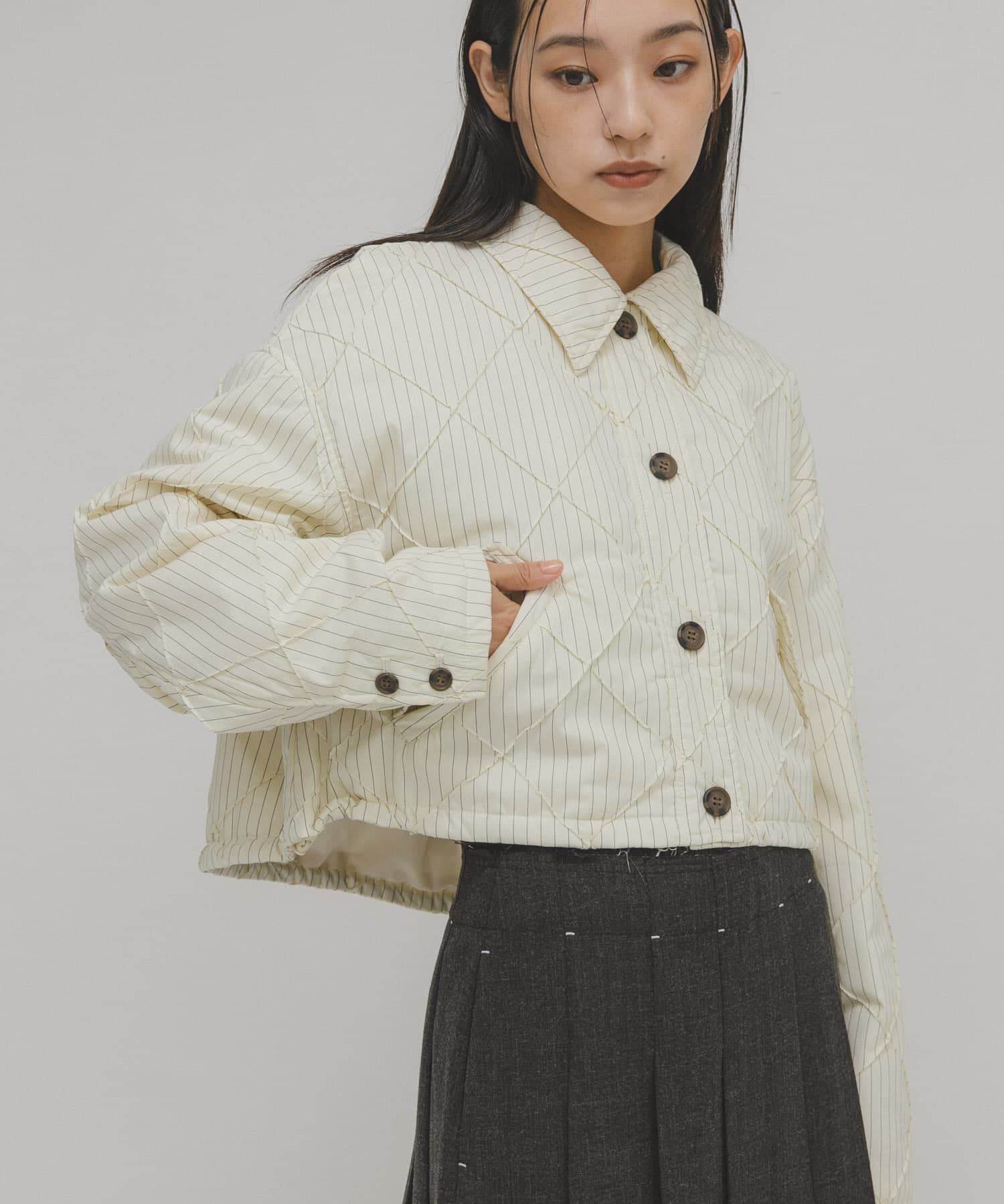  「キルティングシャツブルゾン」|ダウン|