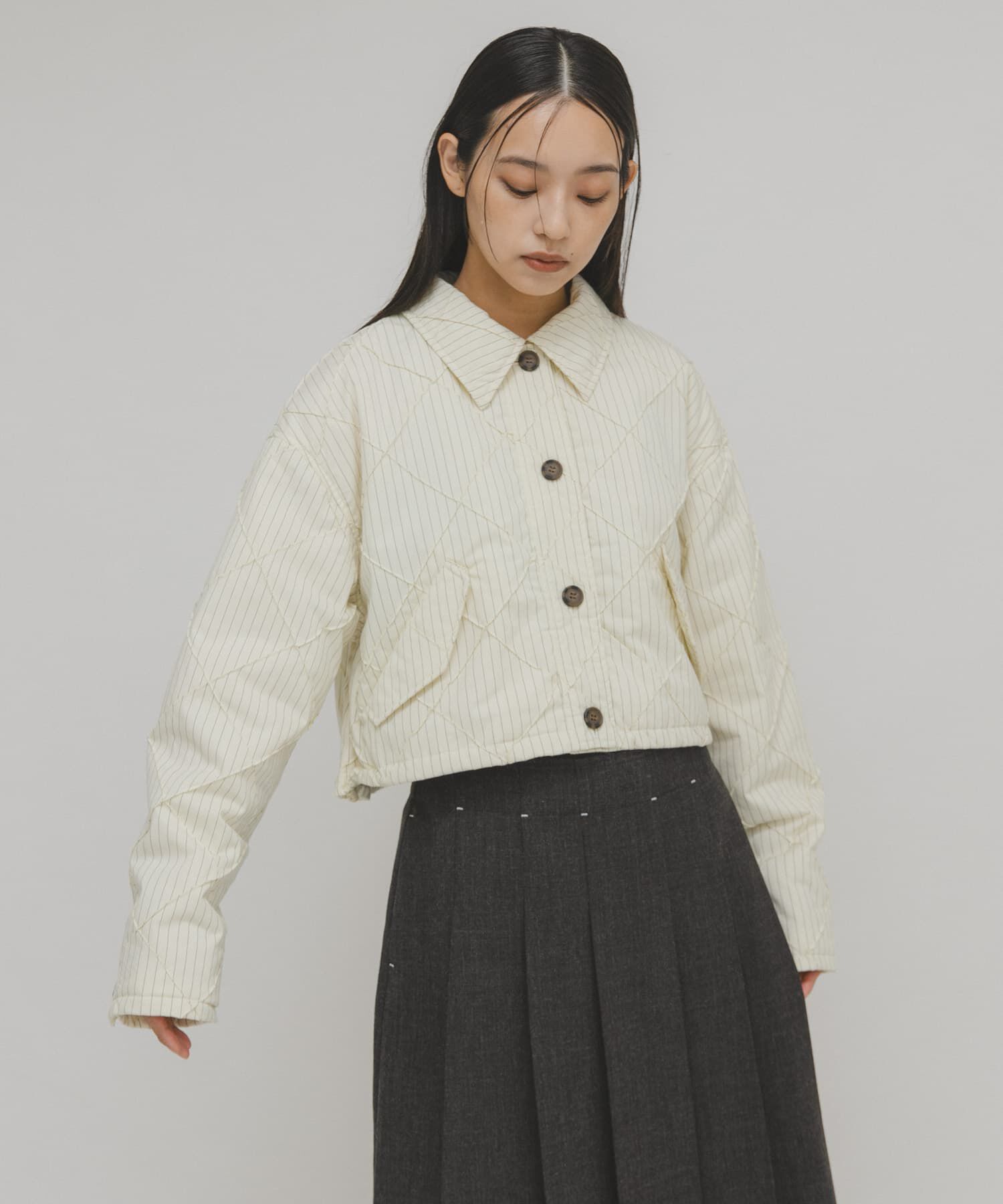  「キルティングシャツブルゾン」|ダウン|