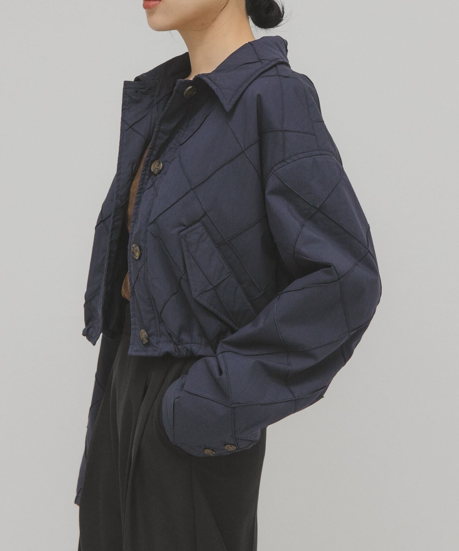  「キルティングシャツブルゾン」|ダウン|ネイビー