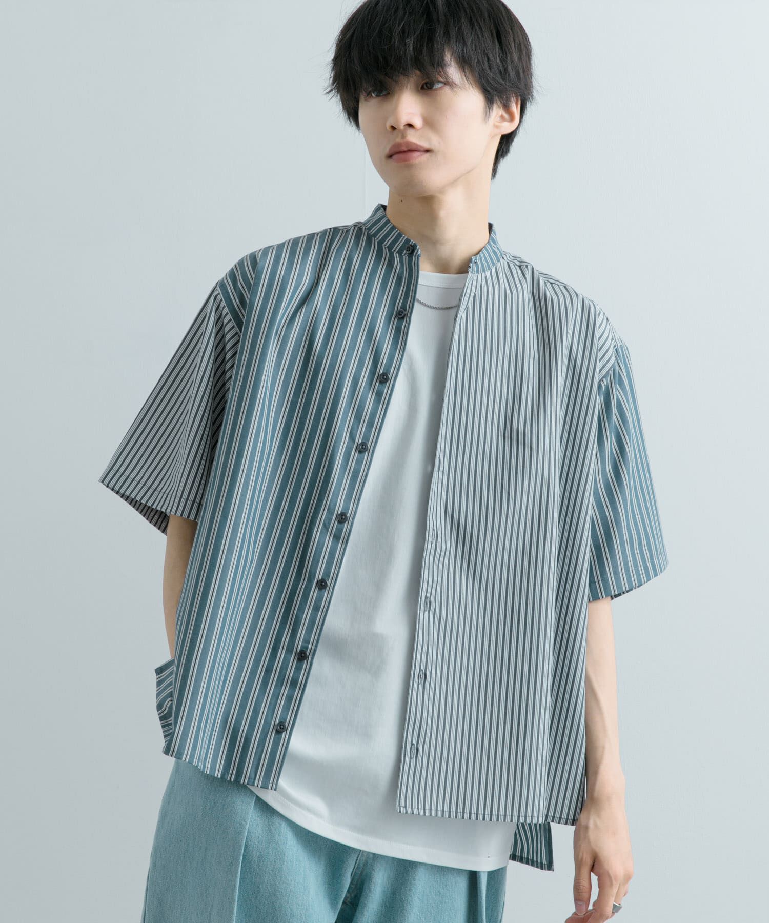 SENSE OF PLACE by URBAN RESEARCH「『ユニセックス』ストライプブロックドルーズシャツ」|シャツ・ブラウス|