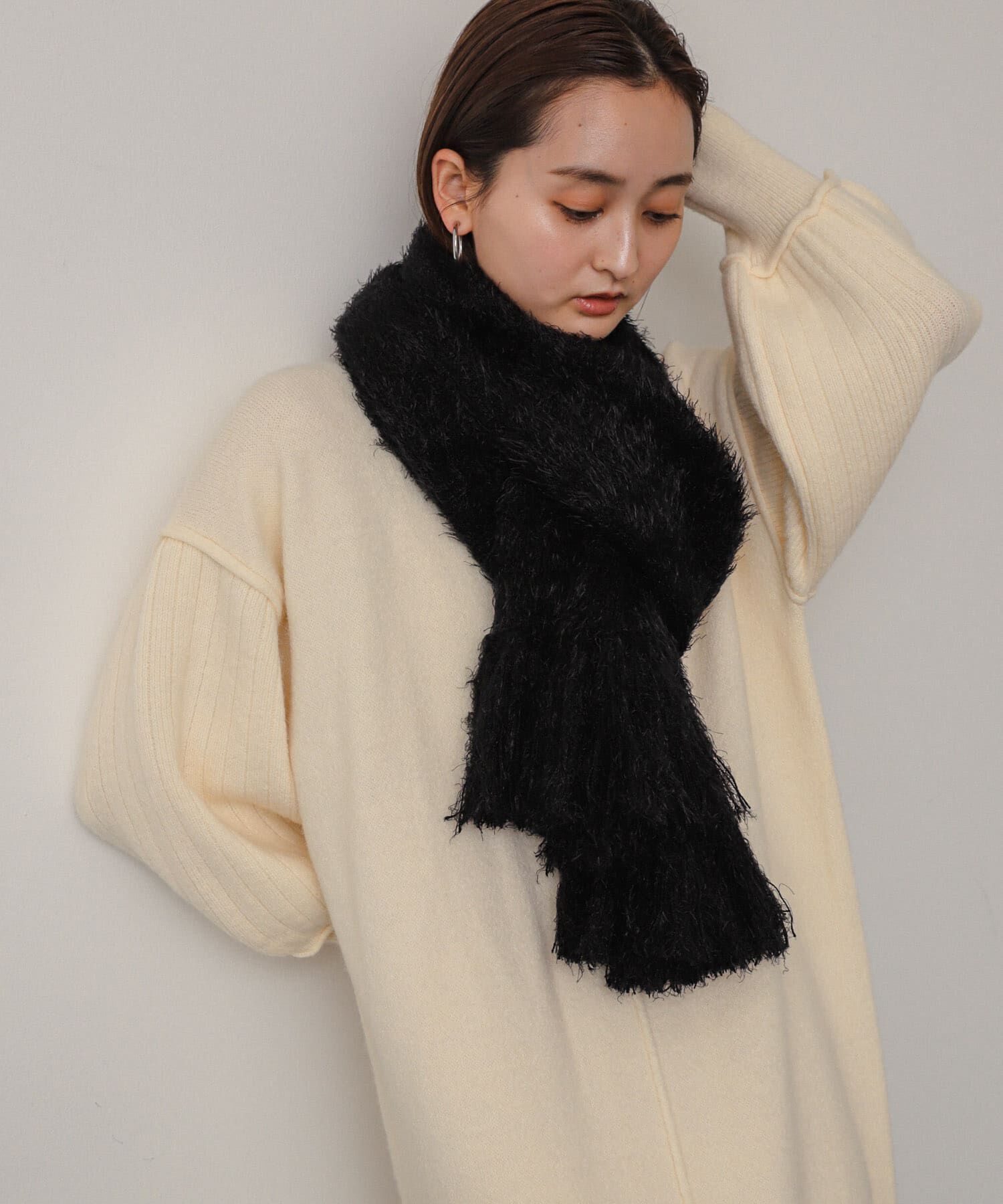 SENSE OF PLACE by URBAN RESEARCH「シャギーストール」|ストール|ブラック