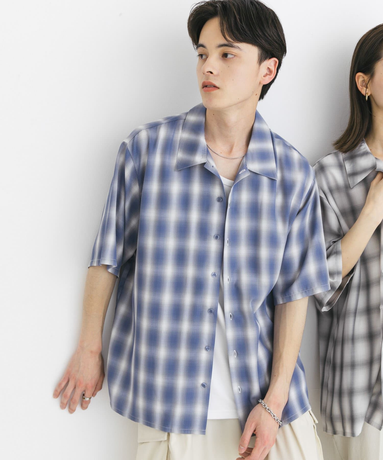 SENSE OF PLACE by URBAN RESEARCH「『ユニセックス』オンブレーチェックショートスリーブシャツ」|シャツ・ブラウス|ブルー