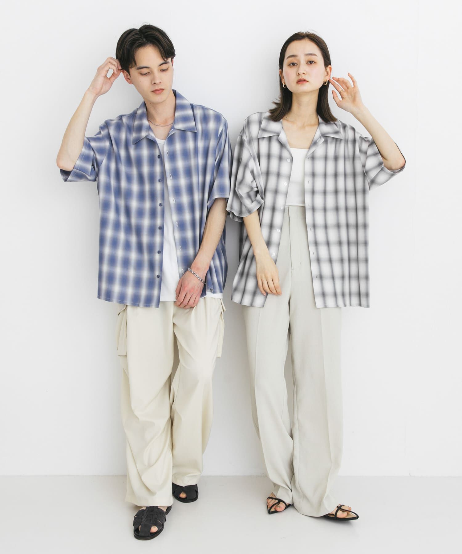 SENSE OF PLACE by URBAN RESEARCH「『ユニセックス』オンブレーチェックショートスリーブシャツ」|シャツ・ブラウス|