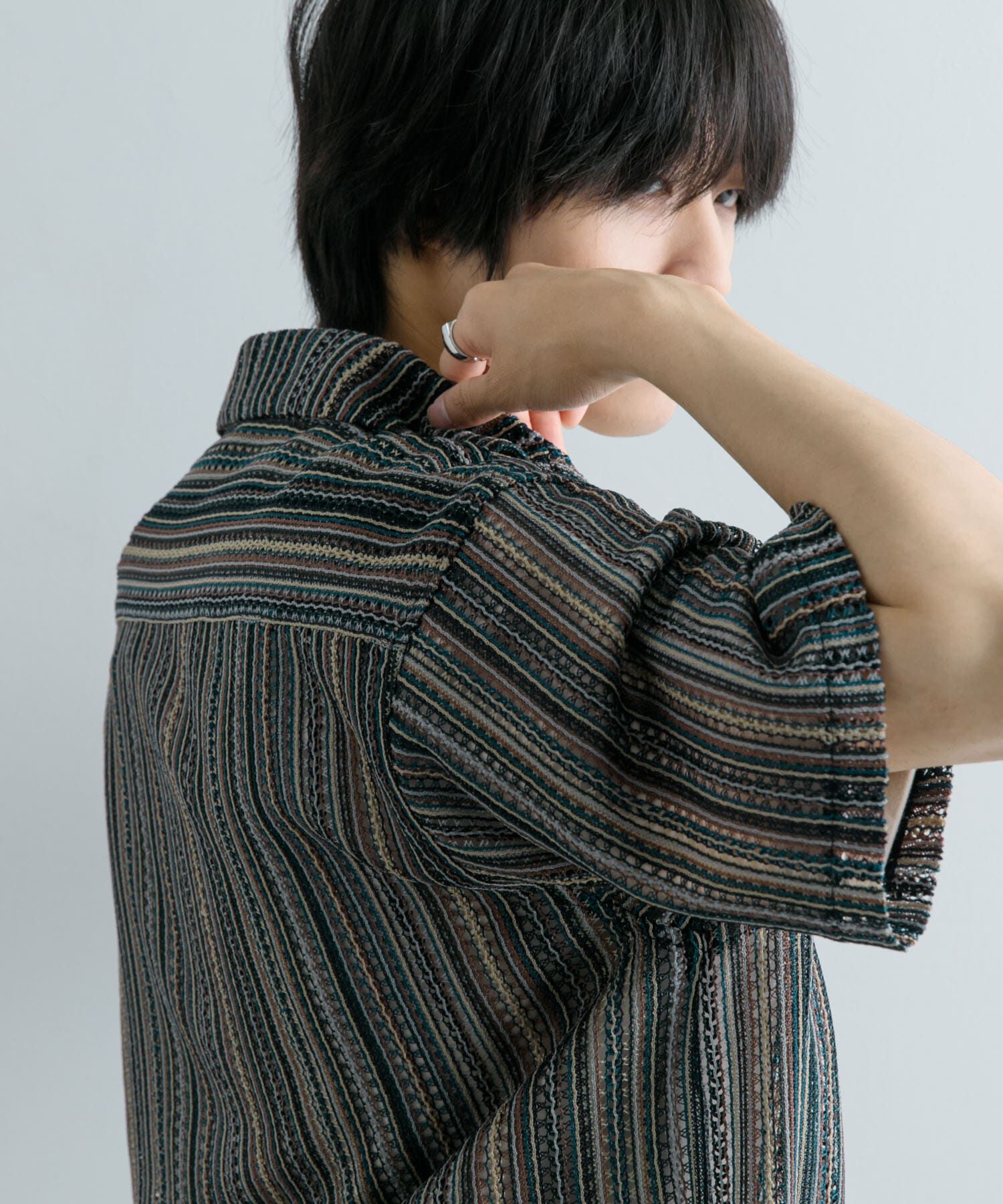 SENSE OF PLACE by URBAN RESEARCH「『ユニセックス』『洗濯可』アソートレースオープンカラーシャツ(5分袖)」|シャツ・ブラウス|