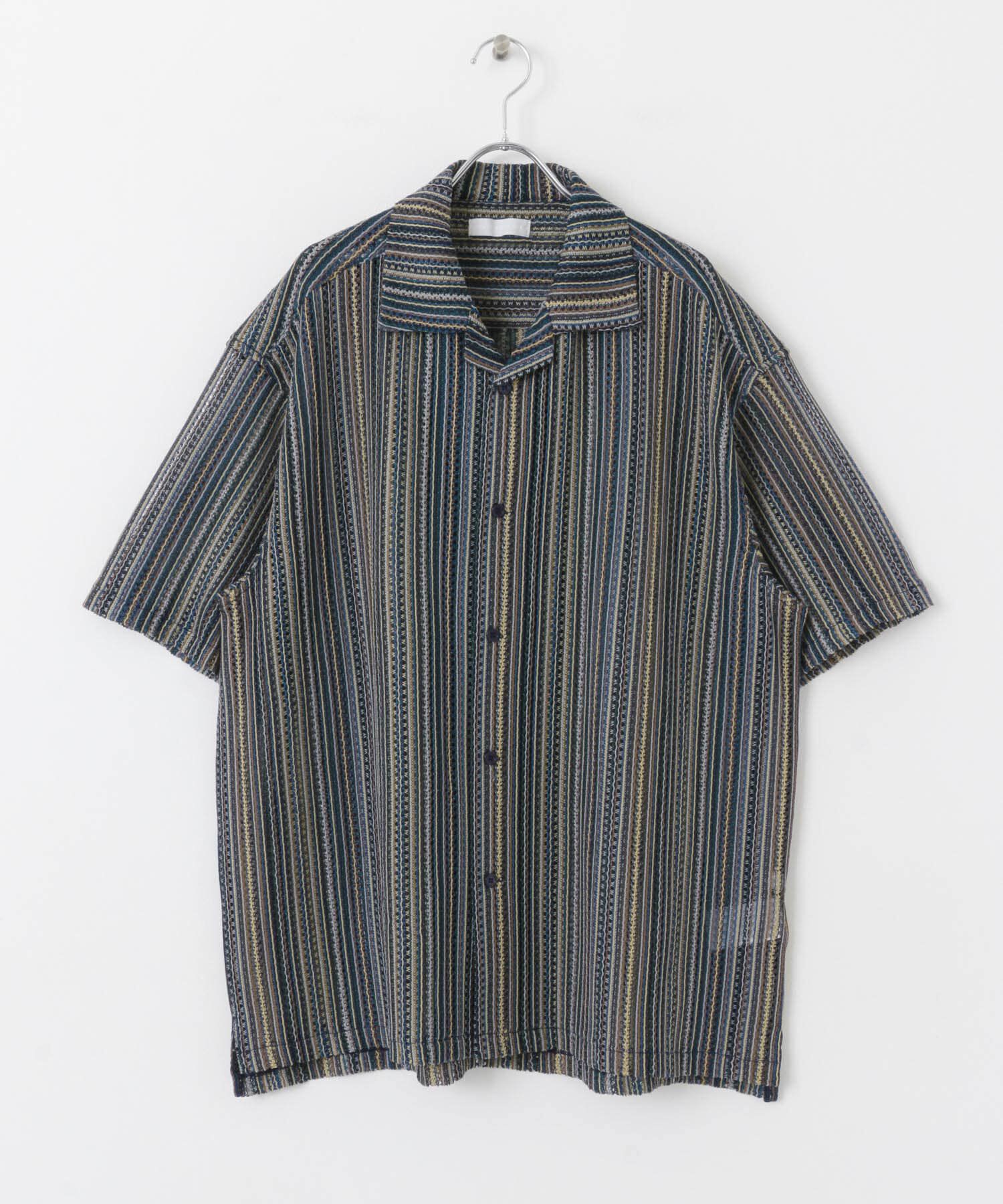 SENSE OF PLACE by URBAN RESEARCH「『ユニセックス』『洗濯可』アソートレースオープンカラーシャツ(5分袖)」|シャツ・ブラウス|