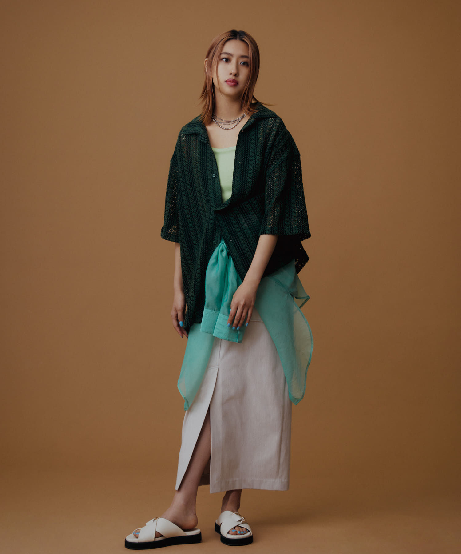 SENSE OF PLACE by URBAN RESEARCH「『ユニセックス』『洗濯可』アソートレースオープンカラーシャツ(5分袖)」|シャツ・ブラウス|