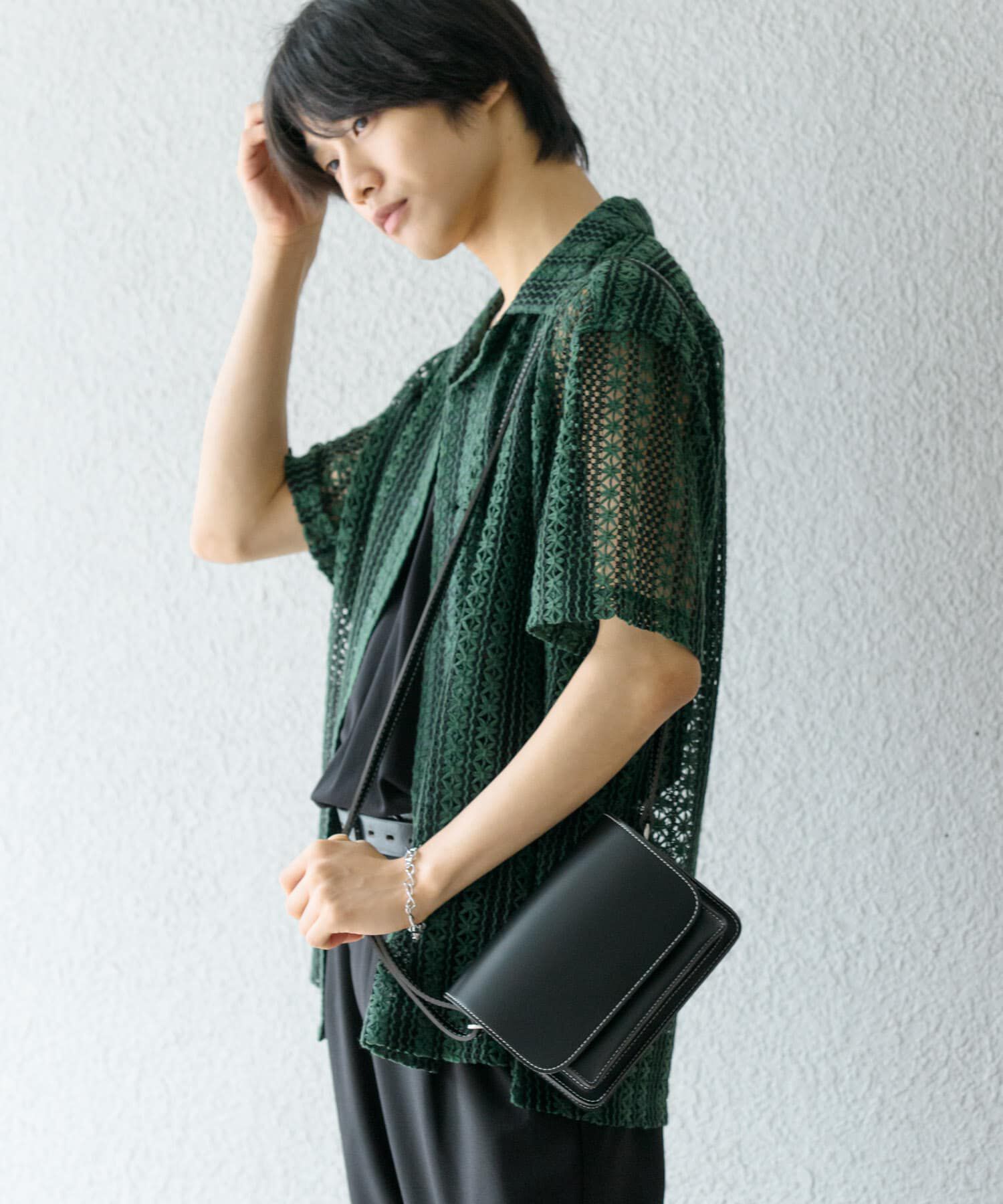 SENSE OF PLACE by URBAN RESEARCH「『ユニセックス』『洗濯可』アソートレースオープンカラーシャツ(5分袖)」|シャツ・ブラウス|