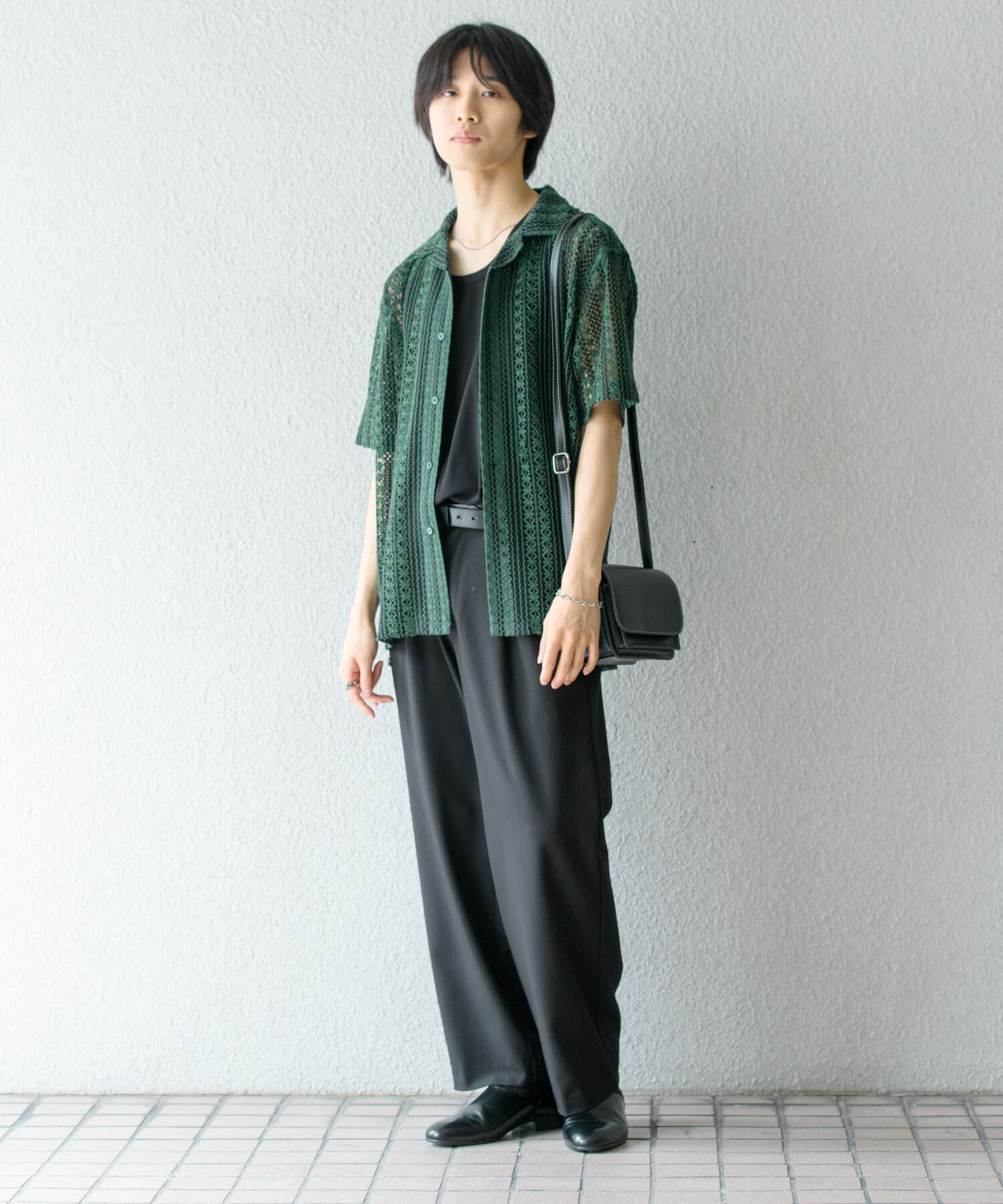 SENSE OF PLACE by URBAN RESEARCH「『ユニセックス』『洗濯可』アソートレースオープンカラーシャツ(5分袖)」|シャツ・ブラウス|