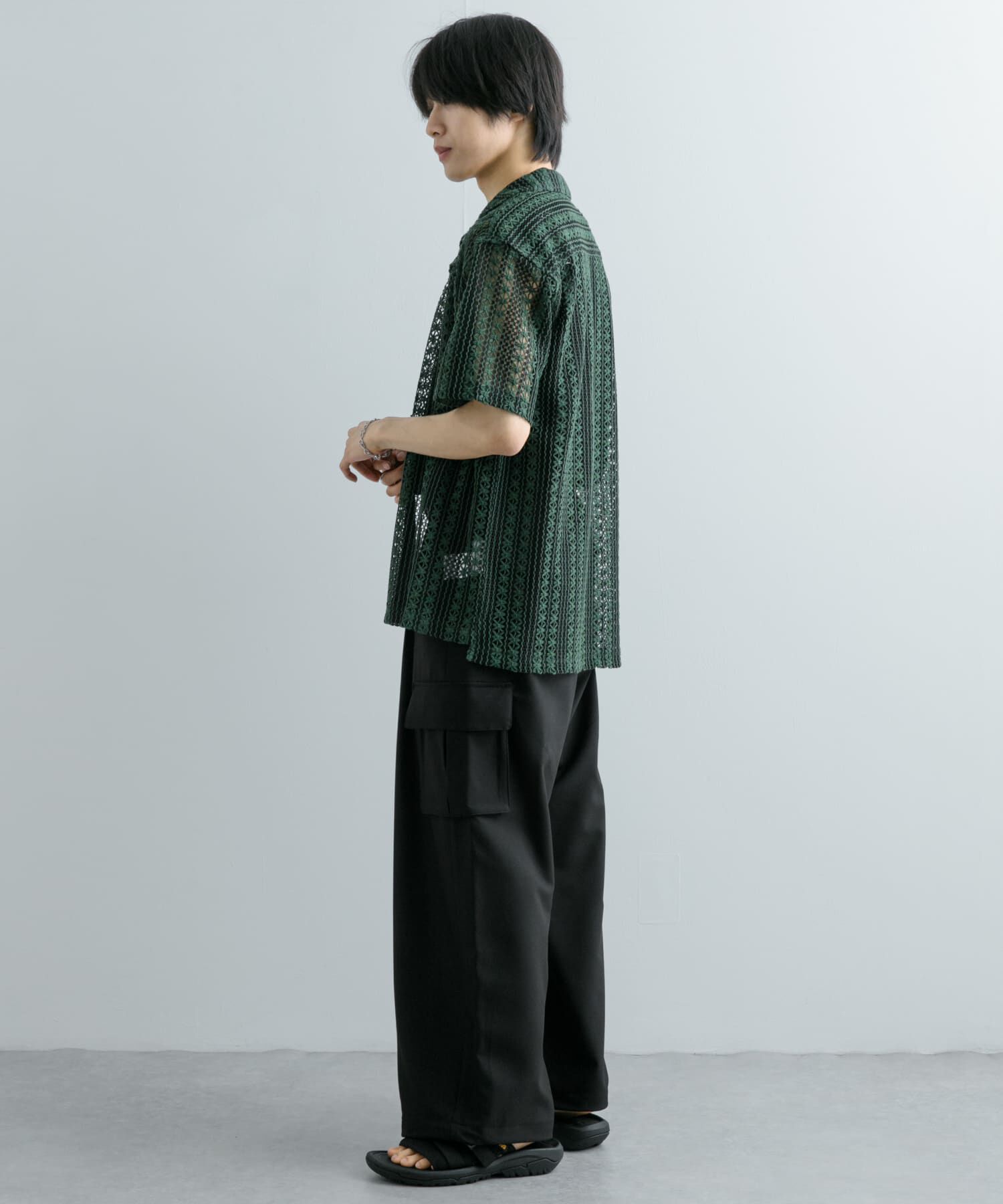 SENSE OF PLACE by URBAN RESEARCH「『ユニセックス』『洗濯可』アソートレースオープンカラーシャツ(5分袖)」|シャツ・ブラウス|