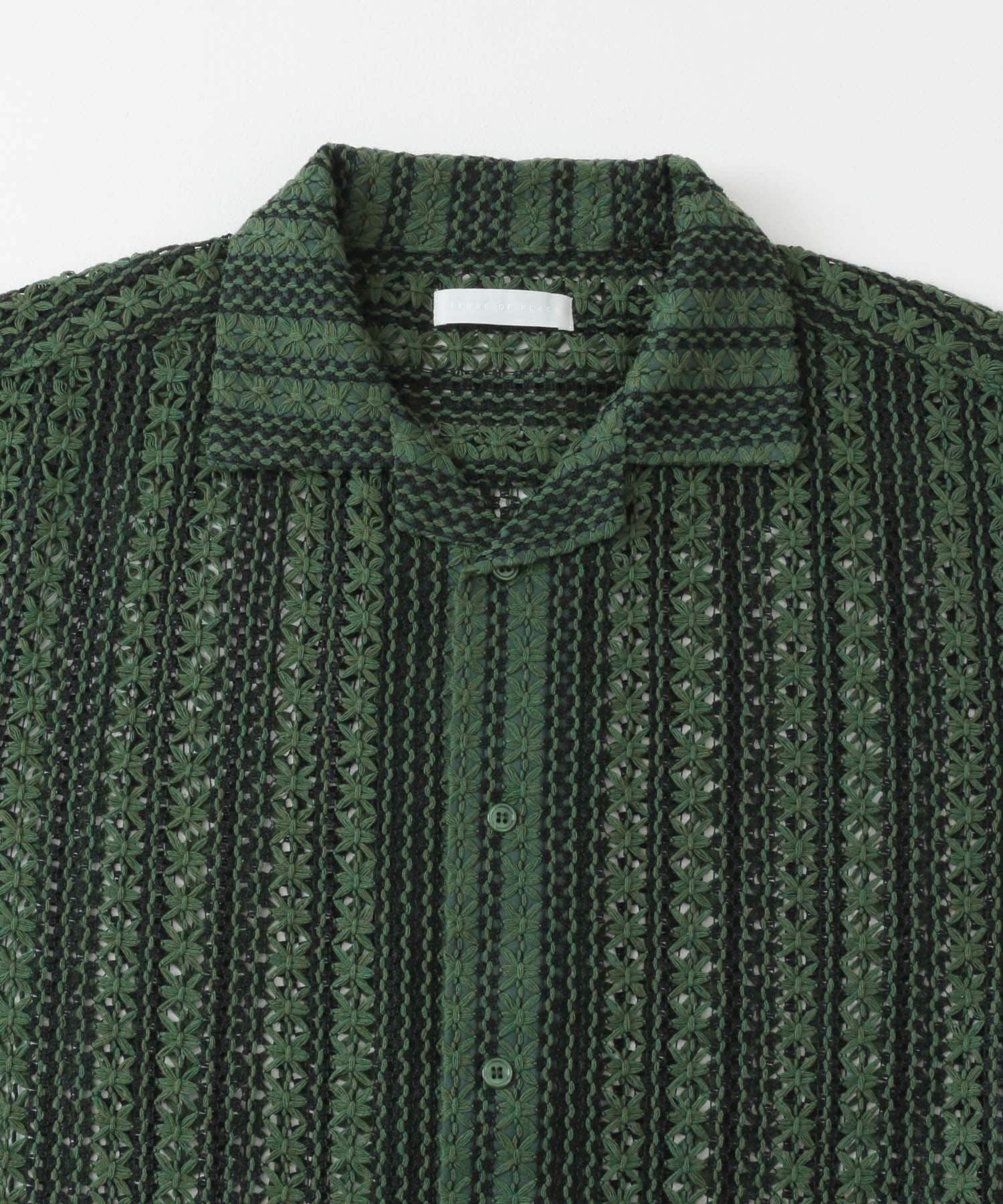 SENSE OF PLACE by URBAN RESEARCH「『ユニセックス』『洗濯可』アソートレースオープンカラーシャツ(5分袖)」|シャツ・ブラウス|