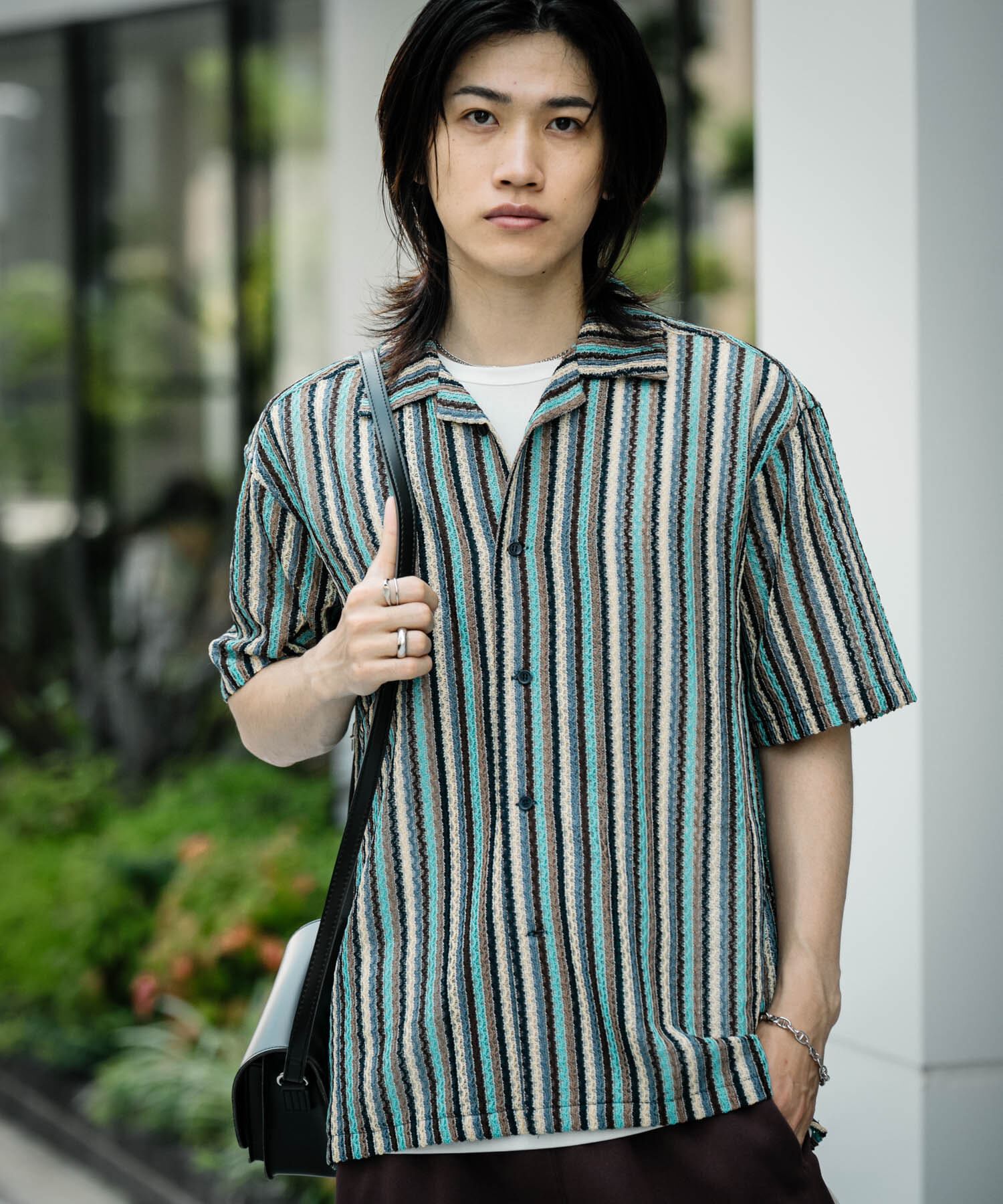 SENSE OF PLACE by URBAN RESEARCH「『ユニセックス』『洗濯可』アソートレースオープンカラーシャツ(5分袖)」|シャツ・ブラウス|