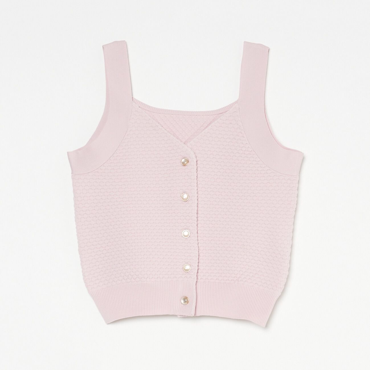 HELIOPOLE「HELIOPOLE POPCORN KNIT BIJOU BUTTON VEST」|ニット・セーター|ピンク