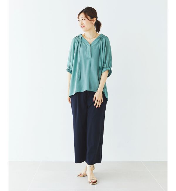 le.coeur blanc「シアーVネックギャザーブラウス」|シャツ・ブラウス|