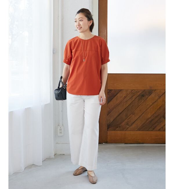  「《接触冷感》ナイロンストレッチスリーブタックブラウス」|シャツ・ブラウス|