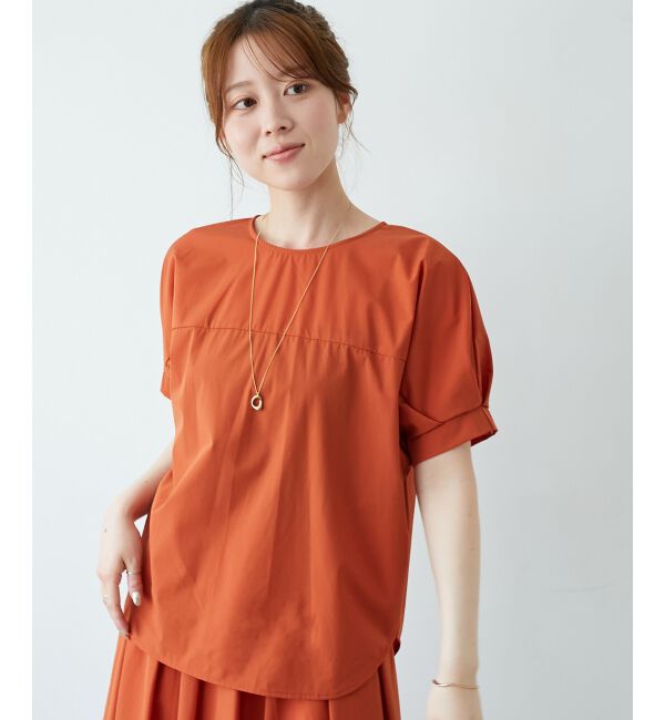  「《接触冷感》ナイロンストレッチスリーブタックブラウス」|シャツ・ブラウス|