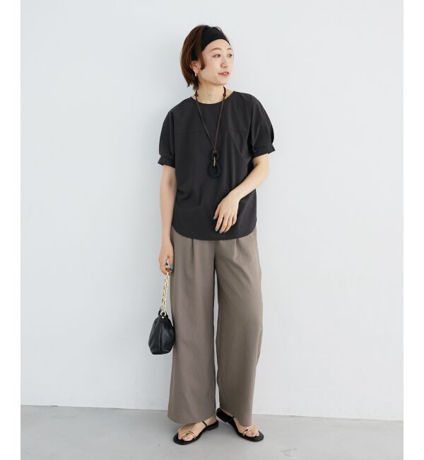  「《接触冷感》ナイロンストレッチスリーブタックブラウス」|シャツ・ブラウス|