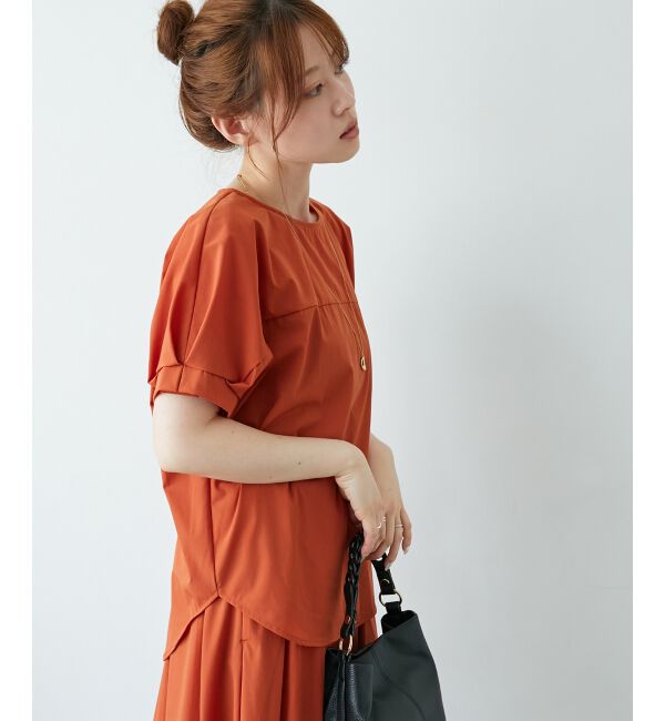  「《接触冷感》ナイロンストレッチスリーブタックブラウス」|シャツ・ブラウス|