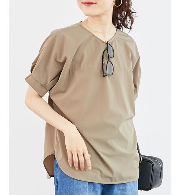  「《接触冷感》ナイロンストレッチスリーブタックブラウス」|シャツ・ブラウス|