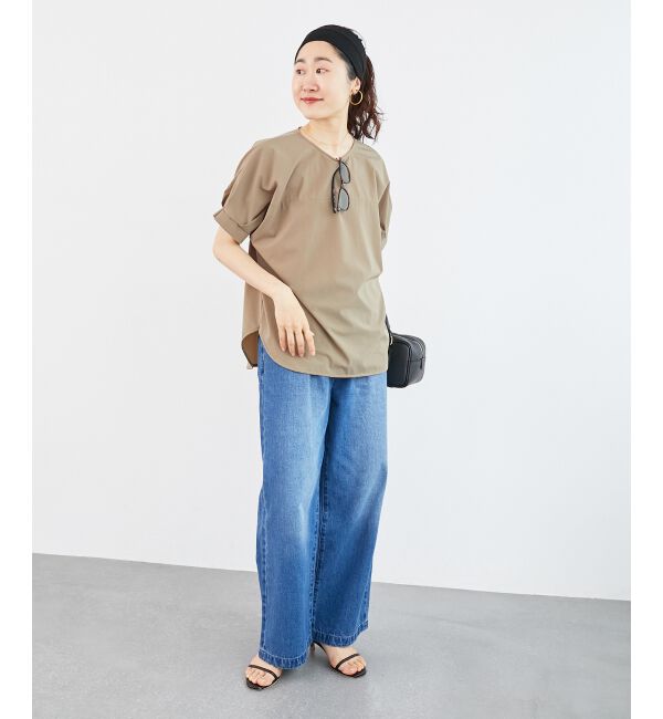  「《接触冷感》ナイロンストレッチスリーブタックブラウス」|シャツ・ブラウス|