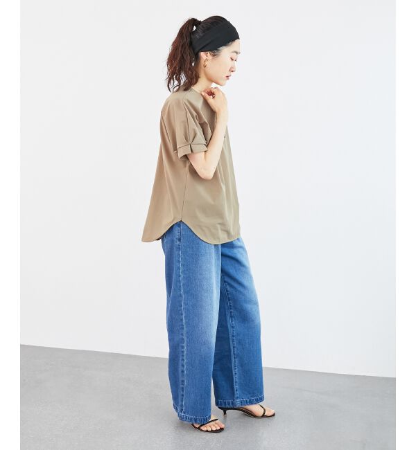  「《接触冷感》ナイロンストレッチスリーブタックブラウス」|シャツ・ブラウス|