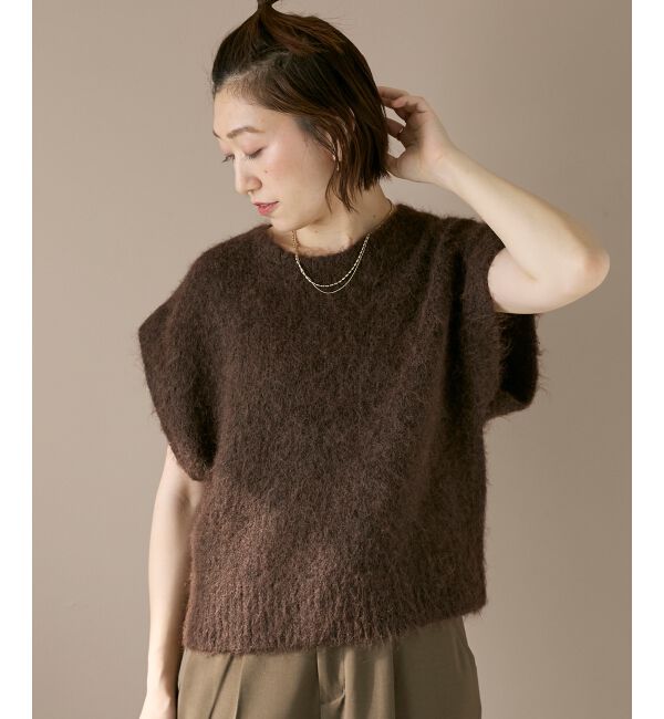  「《WEB限定アイテム》ソフトシャギーニットベスト」|ベスト・ジレ|ブラウン