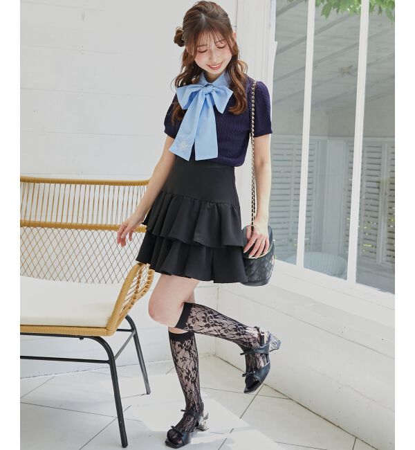 MAJESTICLEGON「クリアビジューヒールリボンサンダル」|サンダル|