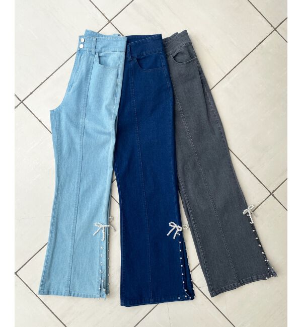 MAJESTICLEGON「パールスリットデニム」|デニム|