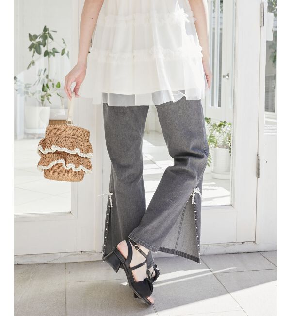 MAJESTICLEGON「パールスリットデニム」|デニム|