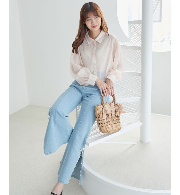 MAJESTICLEGON「パールスリットデニム」|デニム|