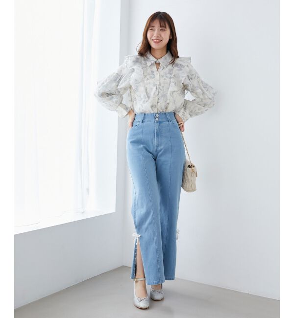 MAJESTICLEGON「パールスリットデニム」|デニム|