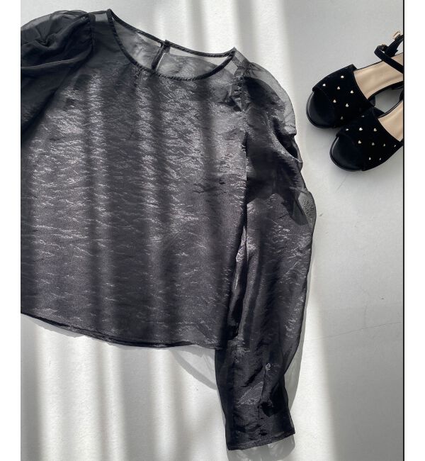 MAJESTICLEGON「シアーパワショルトップス」|シャツ・ブラウス|ブラック