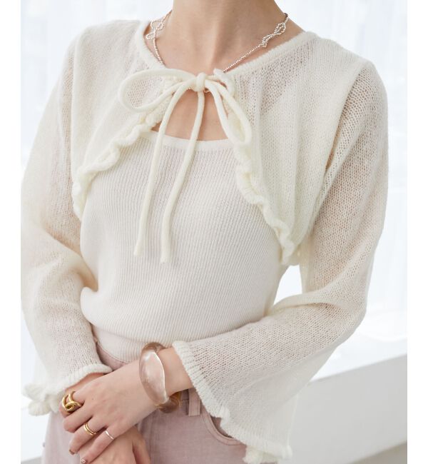  「デコルテオープンメッシュニット」|ニット・セーター|