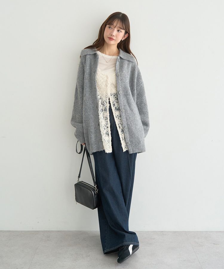 earth music&ecology「襟付きニットアウター」|カーディガン|