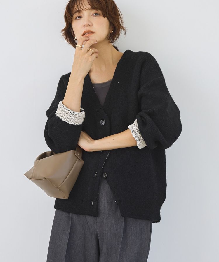 AMERICAN HOLIC「VネックWフェイスニットカーディガン【WEB限定カラー有り】」|カーディガン|Black