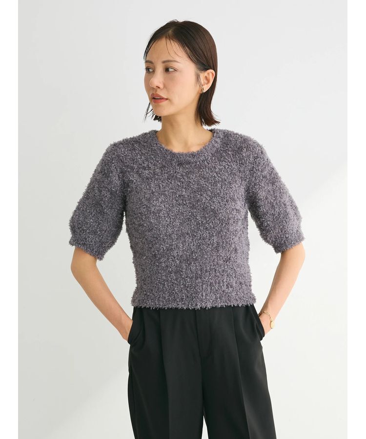 Green Parks「テープヤーン半袖ニットプルオーバー」|ニット・セーター|Charcoal Gray