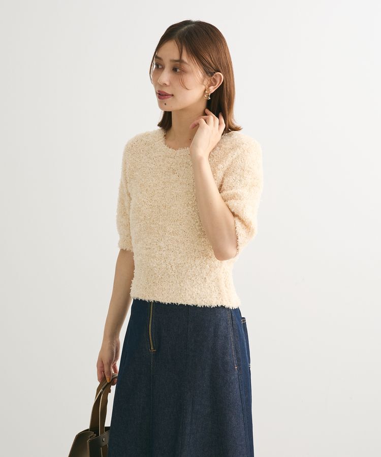 Green Parks「テープヤーン半袖ニットプルオーバー」|ニット・セーター|