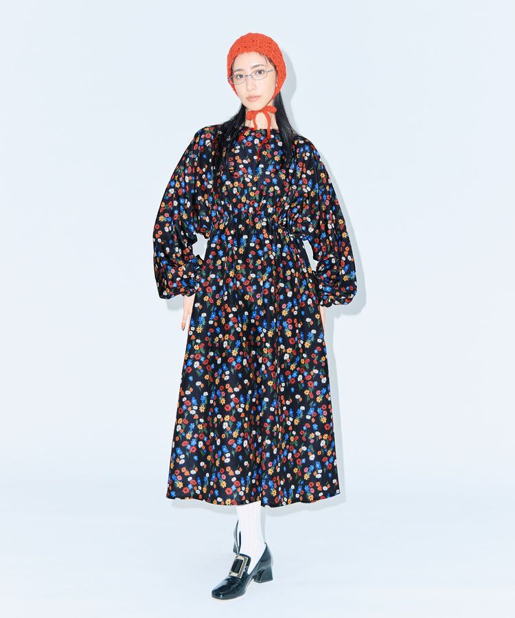 Green Parks「■WITH KURUMI NAKATA フラワープリントワンピース」|ワンピース|Black