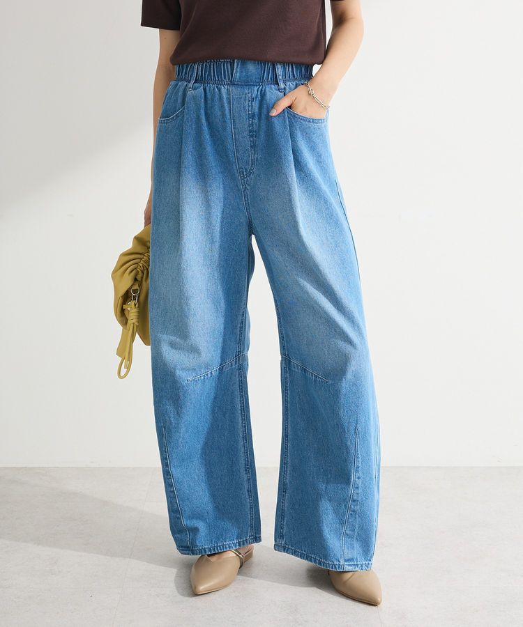 Green Parks「ウエストタックコクーンデニムパンツ」|デニム|Light indigo