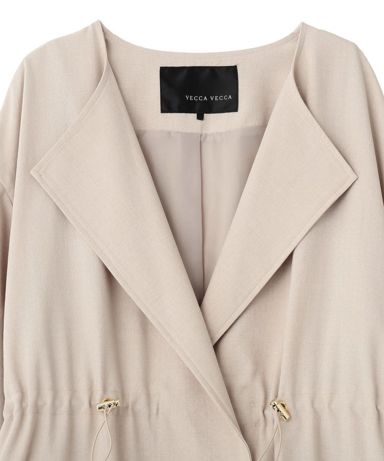 YECCA VECCA「ノーカラーラペルロングコート」|ノーカラーコート|