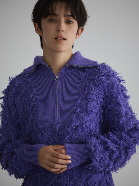 GARAGE OF GOOD CLOTHING「フリンジニットハーフジッププルオーバー」|ニット・セーター|