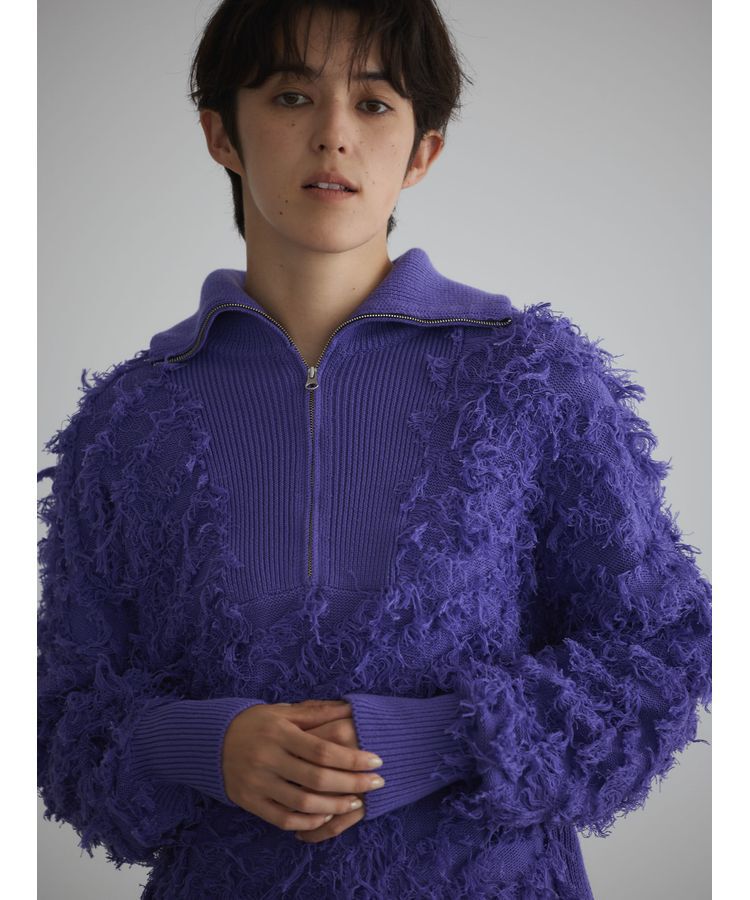 GARAGE OF GOOD CLOTHING「フリンジニットハーフジッププルオーバー」|ニット・セーター|