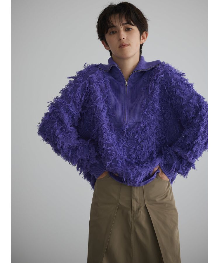 GARAGE OF GOOD CLOTHING「フリンジニットハーフジッププルオーバー」|ニット・セーター|