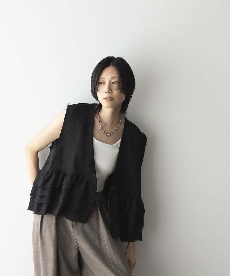 GARAGE OF GOOD CLOTHING「ツイードギャザーベスト」|ベスト・ジレ|